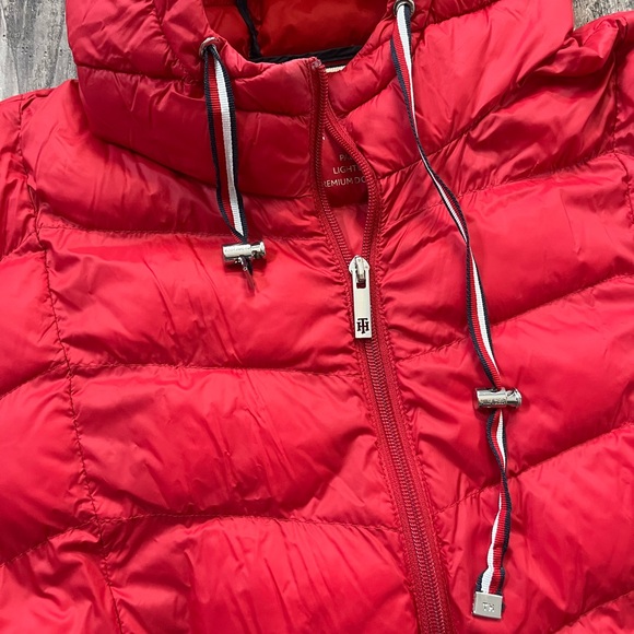 Tommy Hilfiger Winter Coat Women’s Size XL Red Puff Coat Packable Down Blend - Picture 3 of 10